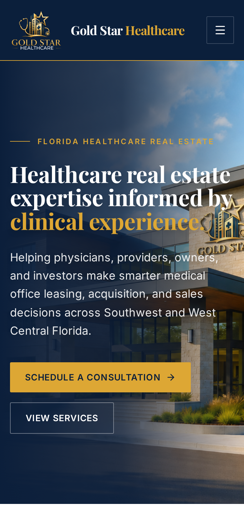 Gold Star Healthcare mobile homepage