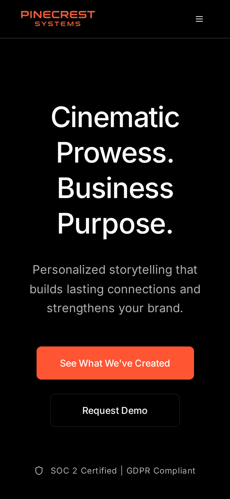 Pinecrest Systems mobile homepage