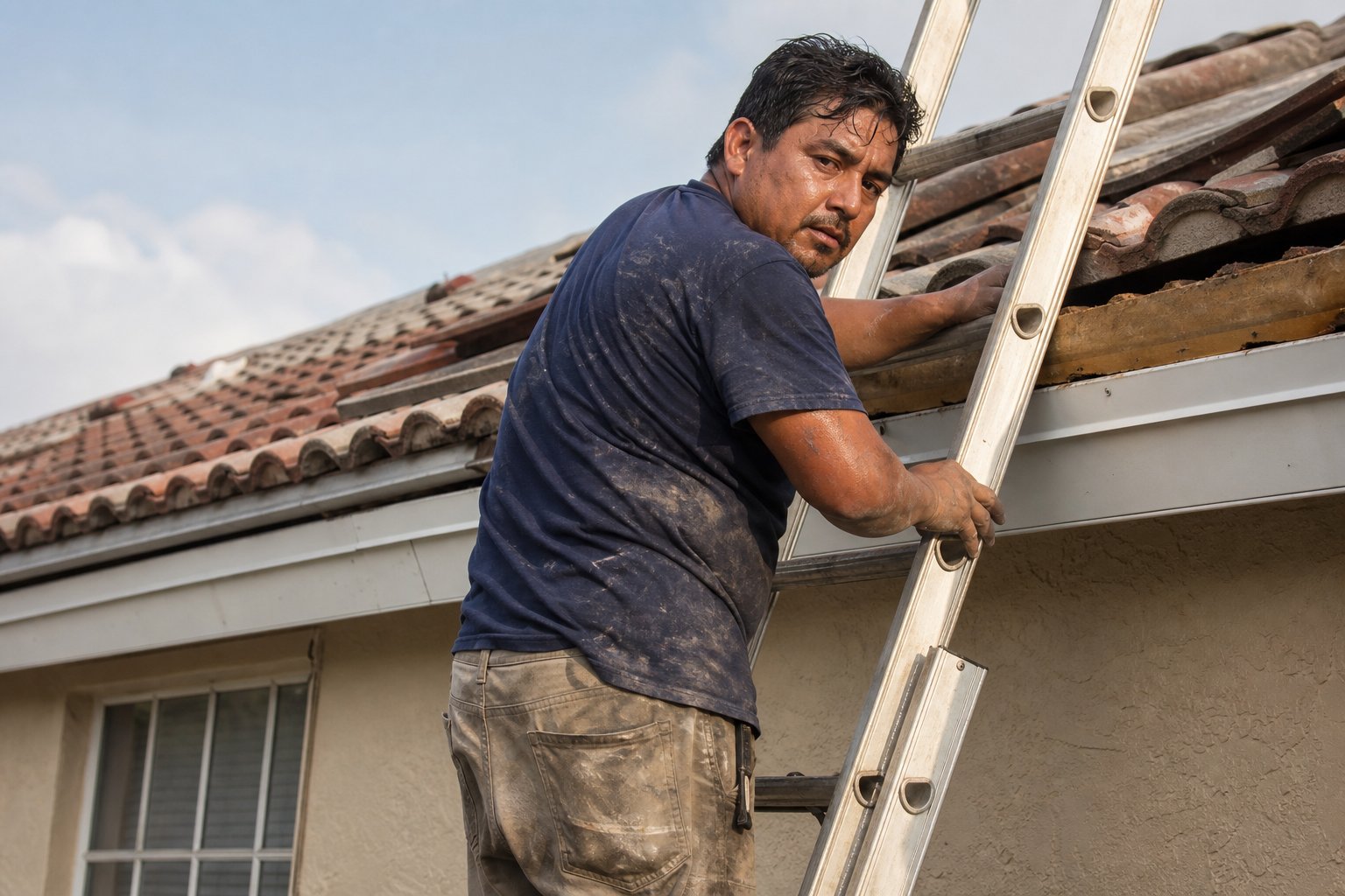 Stained roof before work — sample photo