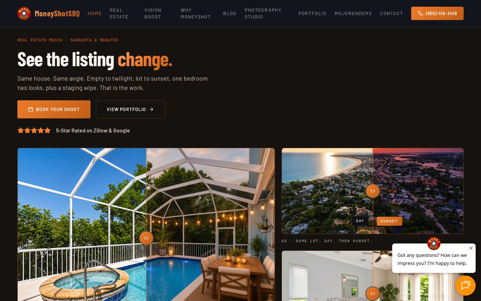 MoneyShotSRQ desktop homepage