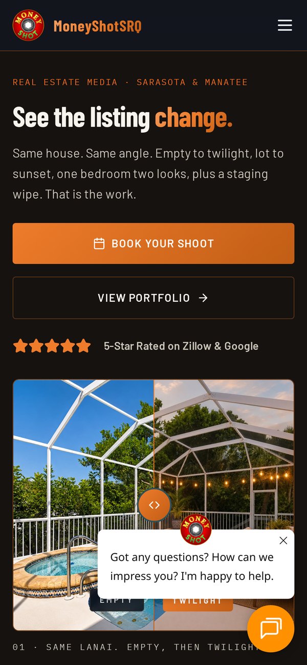 MoneyShotSRQ mobile homepage